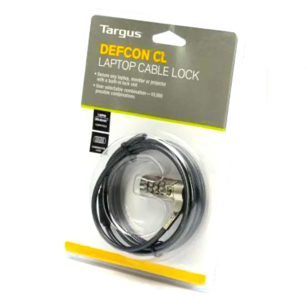 BNIP DEFCON CL LAPTOP CABLE LOCK WITH RESETTABLE COMBINATIONS 6.5ft CABLE LENGTH